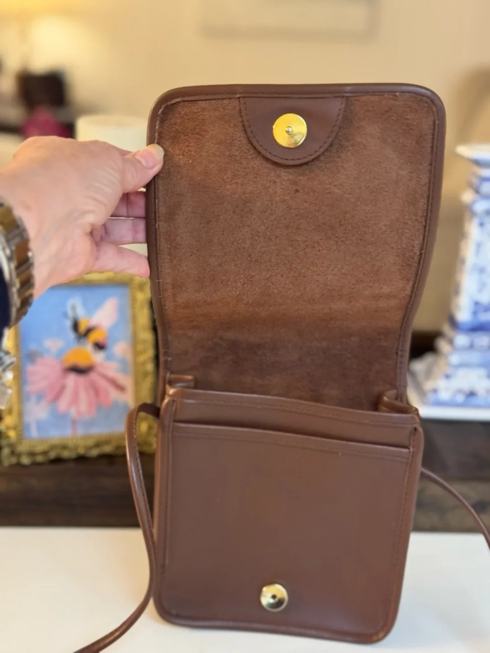 🤎 VINTAGE VALARIE STEVENS TAN LEATHER CROSSBODY BAG!